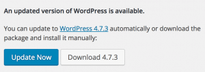WordPress updates available warning