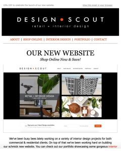 MailChimp newsletter template designer - for Australian interior designer "Design Scout Kingscliff"